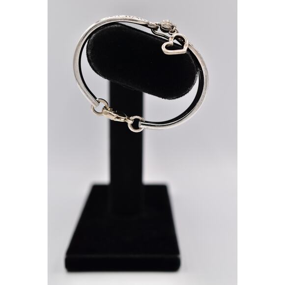 Vintage Precious Spoon Handle Small Bangle Bracelet Silver Tone Heart Charm Bin2 - Picture 3 of 12